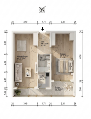 Kapitalanleger aufgepasst – 2-ZKB mit Loggia in Hattersheim, 65795 Hattersheim, Wohnung